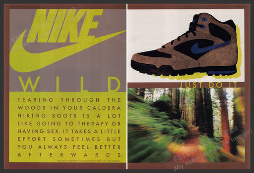 Nike Caldera Hiking Boots 1990s Print Advertisement (2 Page) 1992 Fetch-the-Paper