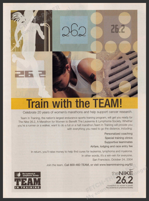 Nike Marathon 2000s Print Advertisement 2004 Leukemia Lymphoma Society Training Fetch-the-Paper