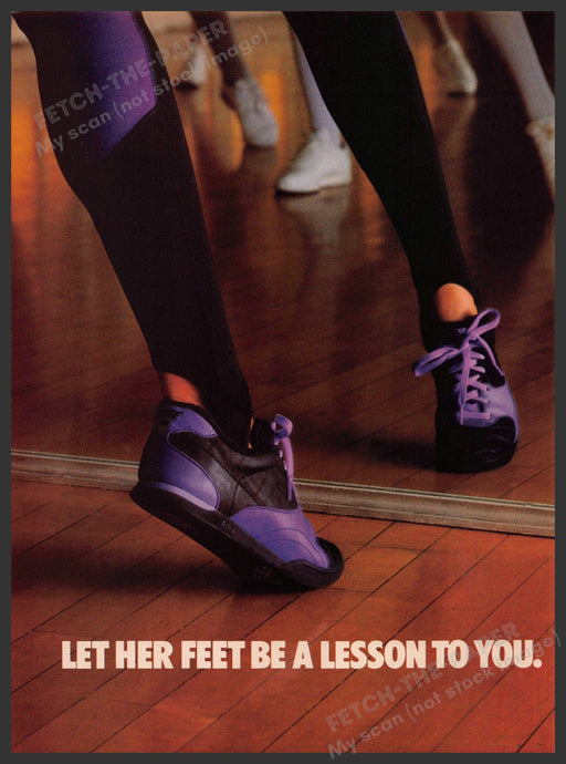 Nike Shoes 1980s Print Advertisement 1986 "Let her feet be a lesson to you" Legs Fetch-the-Paper