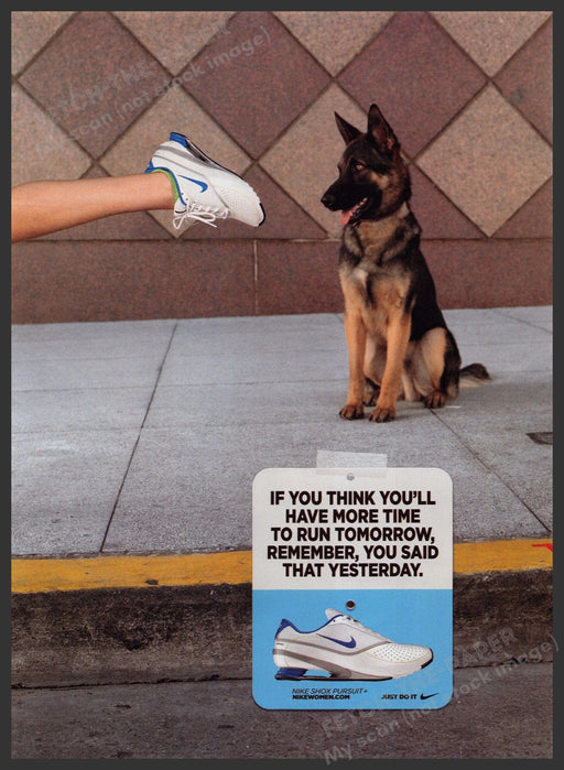 Nike Shox Pursuit Shoes 2000s Print Advertisement 2007 Leg German Shepherd Dog Fetch-the-Paper