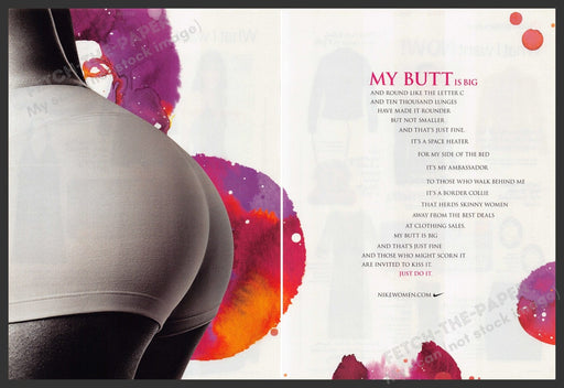 Nike Women 2000s Print Advertisement (2 pages) 2005 "My butt is big..." Fetch-the-Paper
