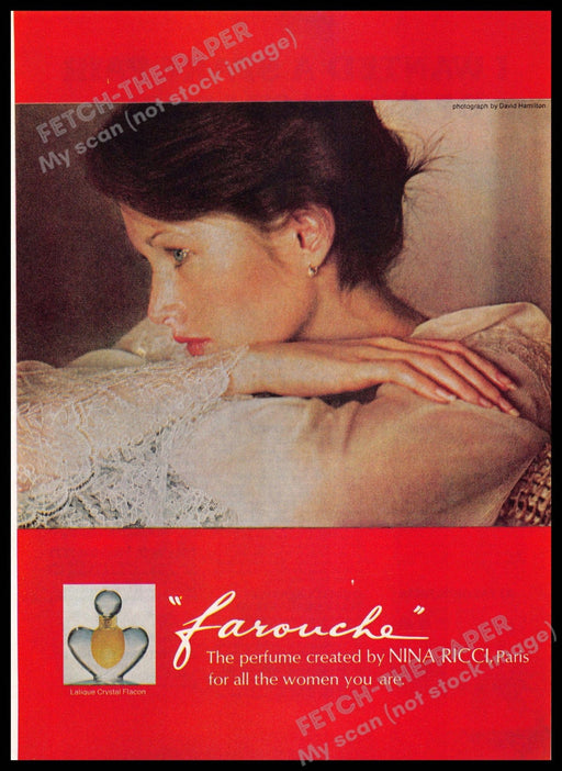 Nina Ricci Farouche 1970s Magazine Print Advertisement 1976 (Not the product) Nina Ricci