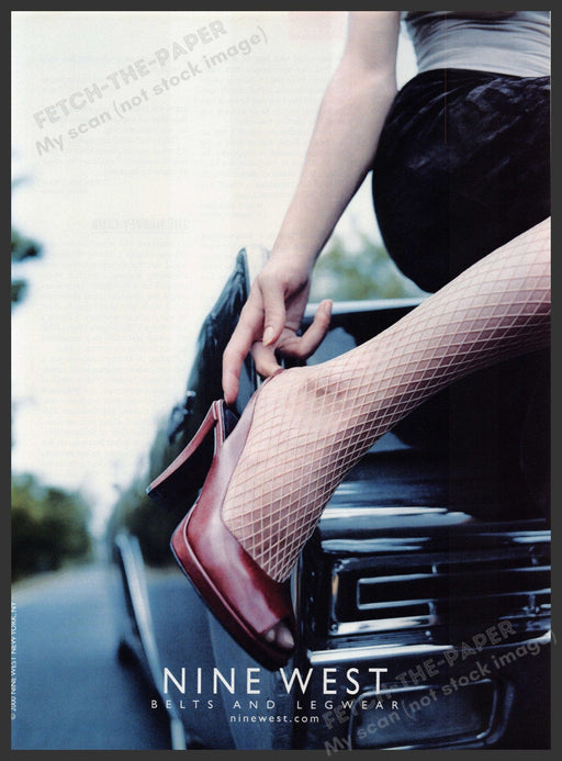 Nine West Legwear Hosiery Fish Net 2000s Print Advertisement Ad 2000 Legs Fetch-the-Paper