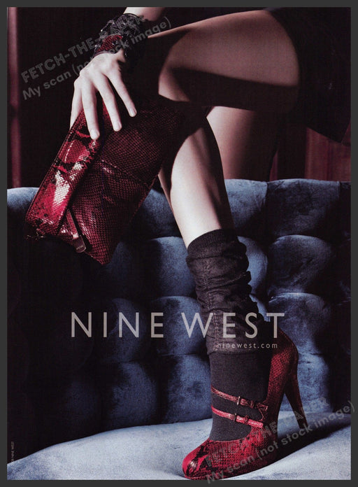 Nine West Shoes 2000s Print Advertisement Ad 2008 Legs Socks Fetch the Paper!