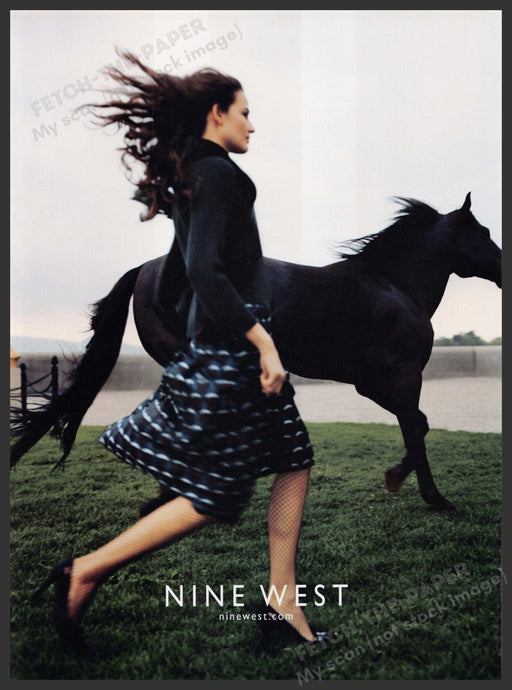 Nine West Shoes Footwear 2000s Print Advertisement 2005 Legs Black Horse Fetch-the-Paper