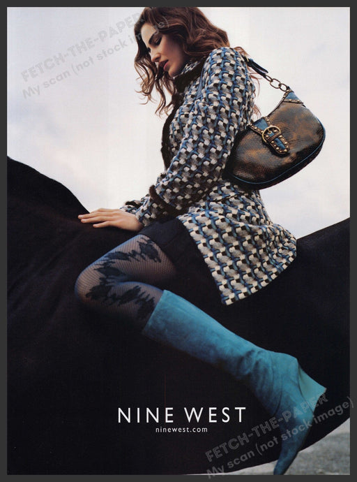 Nine West Shoes Footwear 2000s Print Advertisement 2005 Legs Riding Black Horse Fetch-the-Paper