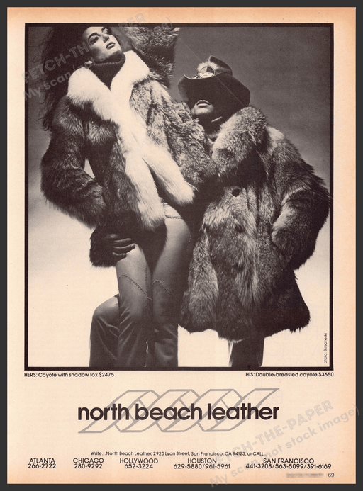 North Beach Leather 1970s Print Advertisement 1979 Fur Coats North Beach Leather