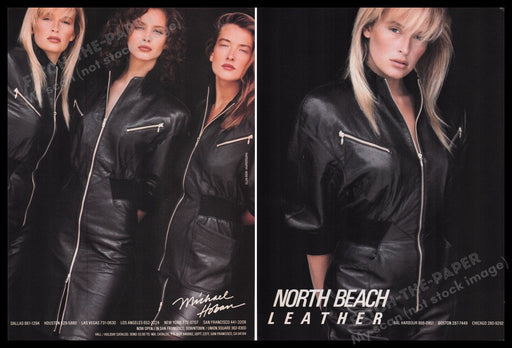 North Beach Leather 1980s Print Advertisement (2 pgs) 1987 Fetch the Paper!