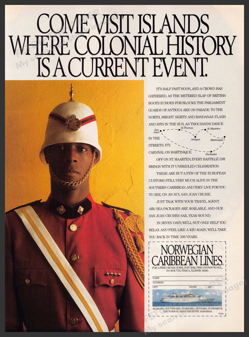 Norwegian Caribbean Lines 1980s Print Advertisement 1987 San Juan Cruises Island Norwegian Caribbean Lines