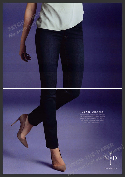 NYDJ Jeans 2010s Print Ad (2 page) 2012 Legs Heels Fetch-the-Paper