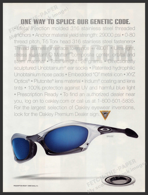 Oakley Sunglasses 2000s Print Advertisement Ad 2002 "For your own protection" Fetch-the-Paper
