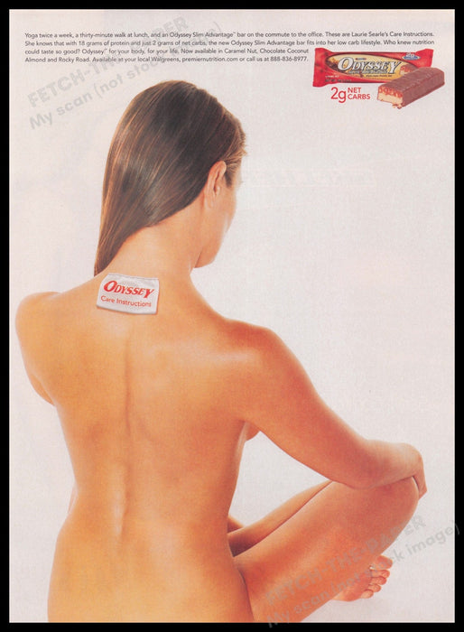 Odyssey Bar 2000s Print Advertisement Ad 2004 Bare Back Model Fetch the Paper!