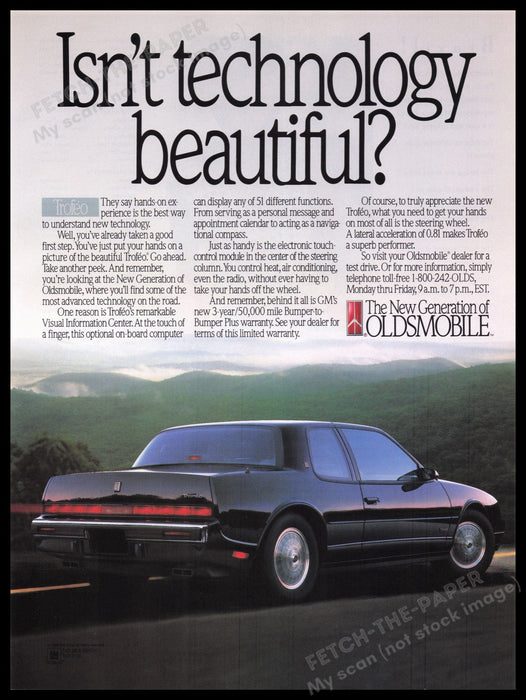 Oldsmobile Trofeo Car 1980s Print Advertisement Ad 1989 Fetch the Paper!
