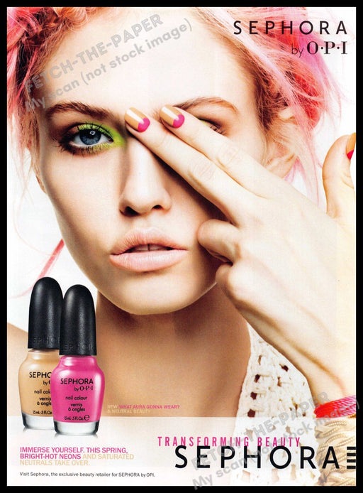 OPI Sephora 2010s Magazine Print Advertisement 2012 Aura Bright Hot Neons Nails OPI