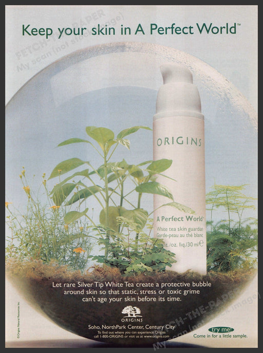 Origins Skincare 2000s Print Advertisement 2003 "In a perfect world" Fetch-the-Paper