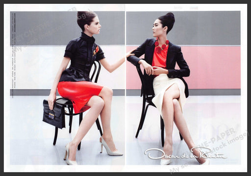 Oscar de la Renta 2010s Print Advertisement Ad (2 page) 2013 Legs Business Women Fetch-the-Paper