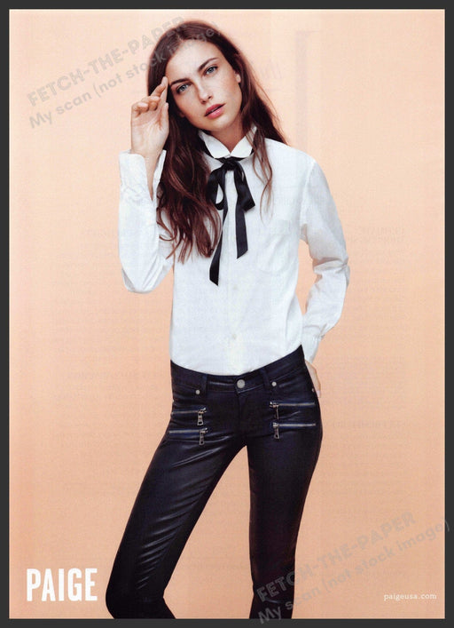 Paige Denim 2010s Print Advertisement 2012 Posing Model Skinny Legs Fetch-the-Paper