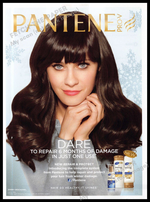 Pantene 2010s Magazine Print Advertisement 2013 Zooey Deschanel Hair Dare Beauty Pantene