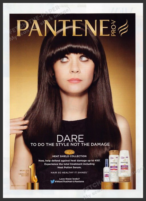 Pantene Hair Zooey Deschanel 2000s Print Advertisement Ad 2013 Fetch the Paper!