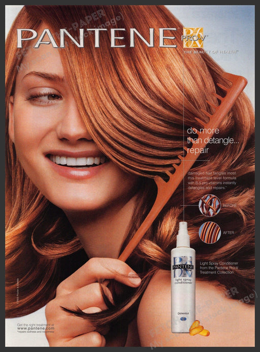 Pantene Pro-V  2000s Print Advertisement 2003 Red Combing Hair Products Fetch-the-Paper