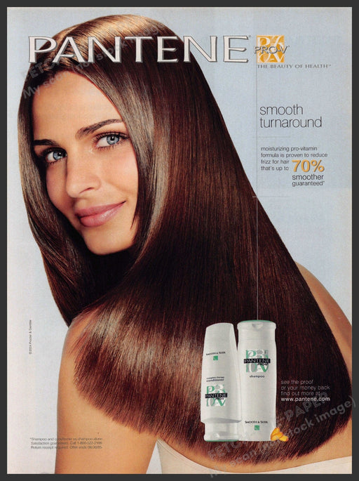 Pantene Pro-V Hair 2000s Print Advertisement 2004 Brunette Smooth Turnaround Fetch-the-Paper