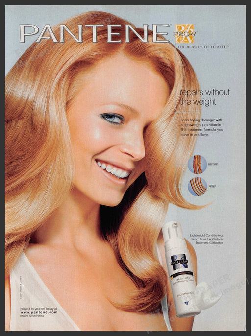 Pantene Pro-V Hair 2000s Print Advertisement 2004 Foam Blonde Hair Fetch-the-Paper