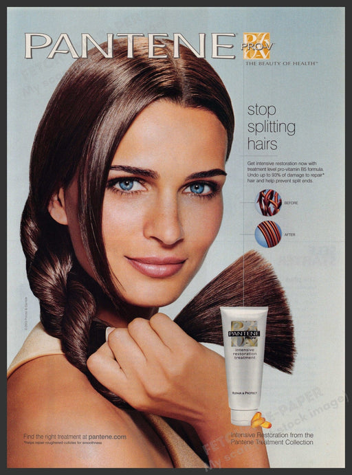 Pantene Pro-V Hair 2000s Print Advertisement 2004 Shiny Braid Twist Beautiful Fetch-the-Paper