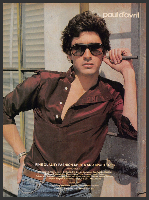 Paul d'avril 1970s Print Advertisement 1979 Men's Clothing Paul d'avril