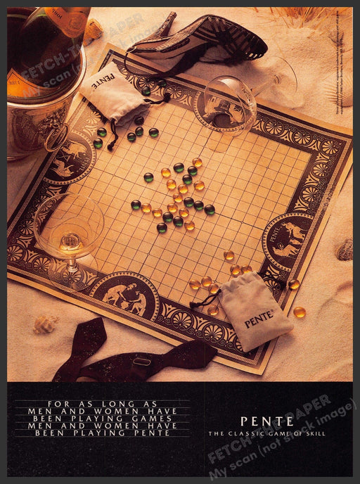 Pente 1980s Print Advertisement 1984 Couples Board Game of Skill Pente