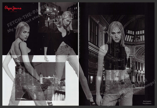 Pepe Jeans London Clothing 1990s Print Advertisement Ad (2 pages) 1995 Blonde Fetch the Paper!