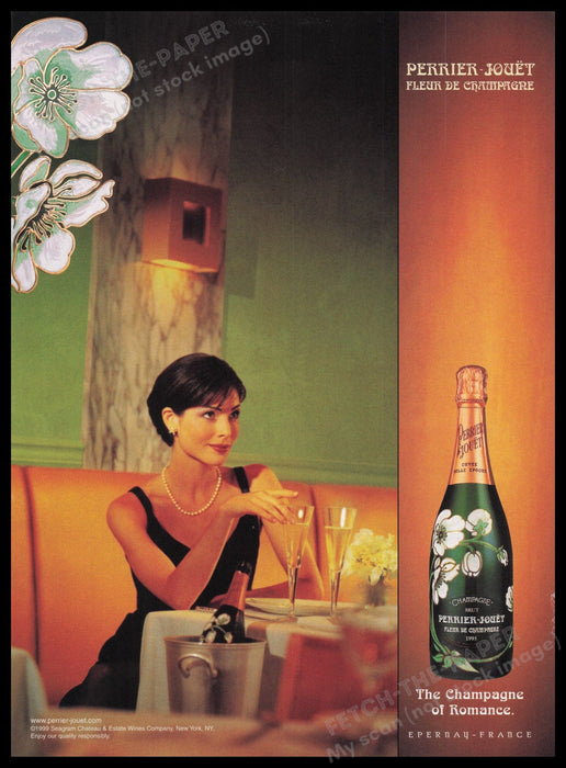 Perrier-Jouet Champagne 1990s Print Advertisement Ad 1999 Dinner Romance Fetch the Paper!
