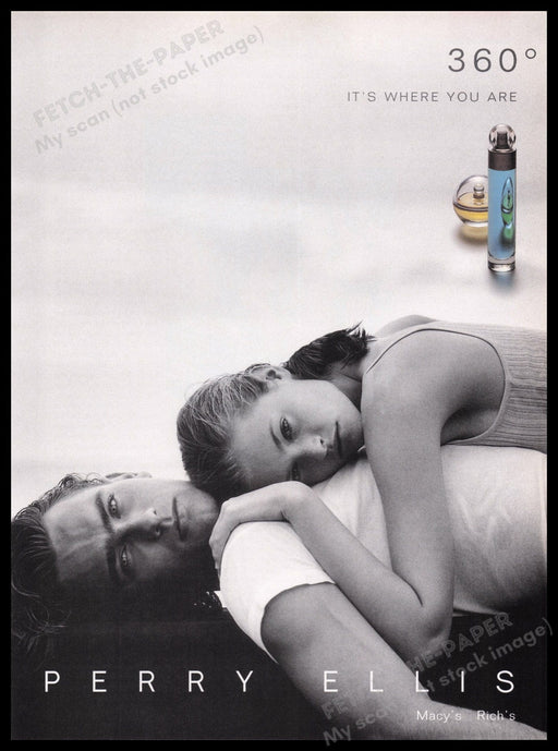 Perry Ellis 360 Fragrance 1990s Print Advertisement Ad 1997 "It's where you are" Fetch the Paper!