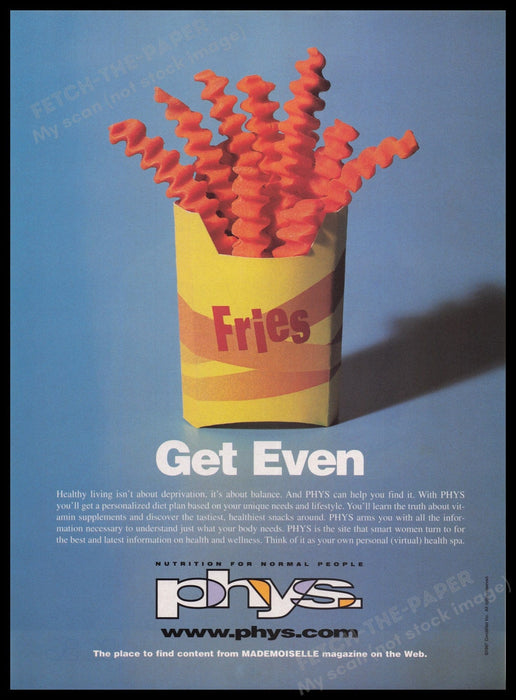PHYS Nutritional Plan for Normal People 1990s Print Advertisement Ad 1997 Fetch the Paper!