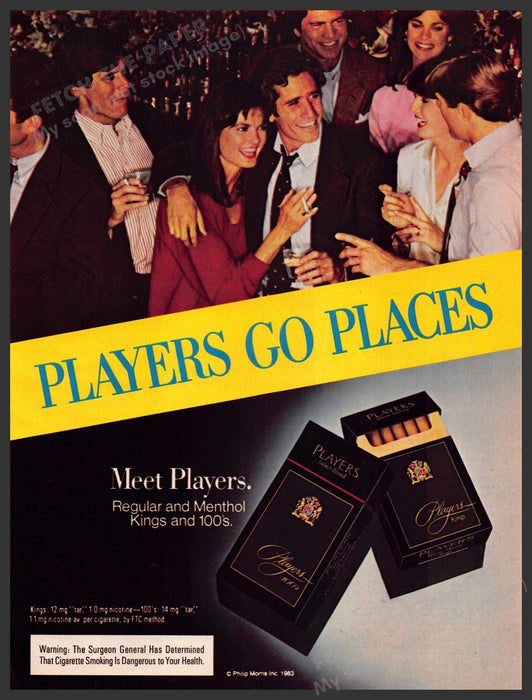 Players Cigarettes 1980s Magazine Print Advertisement 1983 Bar Friends Meeting Players Cigarettes