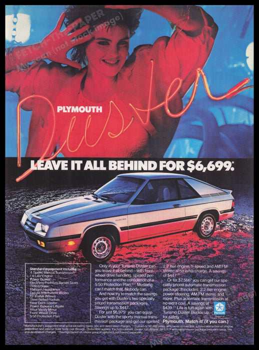 Plymouth Duster 1980s Print Advertisement Ad 1985 Fetch the Paper!