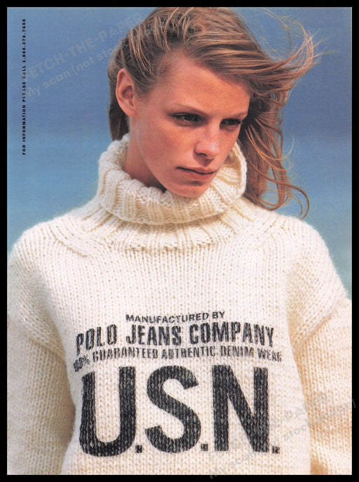 Polo Clothing 1990s Print Advertisement Ad 1997 Jeans Co. Cute Redhead Girl Fetch the Paper!