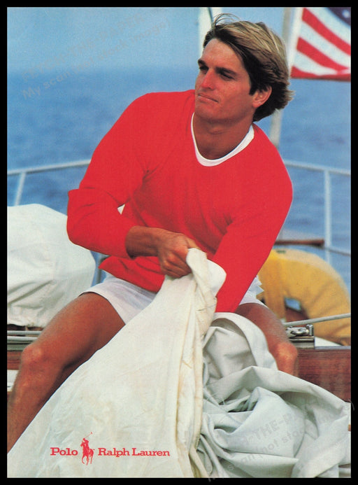 Polo Ralph Lauren Clothing 1980s Print Advertisement Ad 1982 Male Model Sailboat Fetch the Paper!