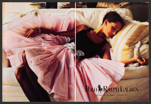 Polo Ralph Lauren Dress 1980s Print Advertisement (2 pages) 1988 Asleep Couch Fetch-the-Paper
