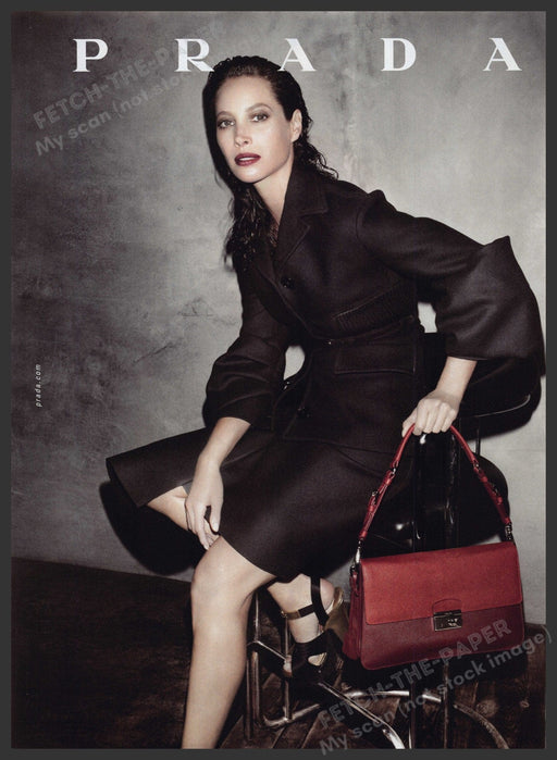 Prada Fashion Christy Turlington 2000s Print Advertisement Ad 2013 Wet Hair Fetch the Paper!