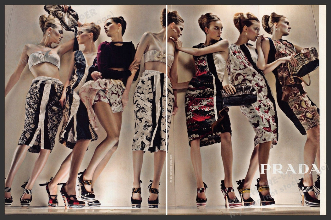 Prada Fashion Clothing Shoes 2000s Print Advertisement (2 Page) 2009 Legs Models Fetch-the-Paper