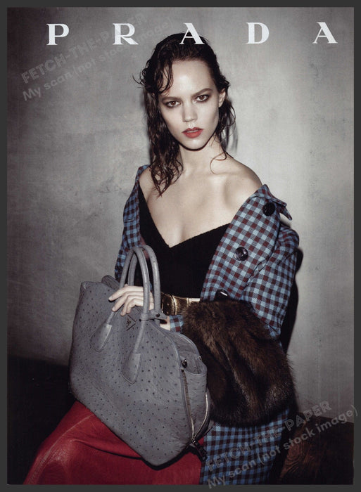 Prada Fashion Handbag Clothing 2000s Print Advertisement Ad 2013 Wet Hair Fetch the Paper!