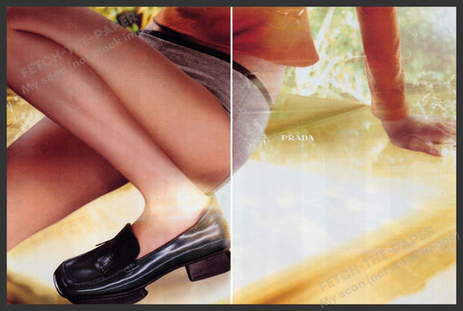 Prada Shoes 1990s Print Advertisement (2 pages) 1999 Legs Fetch the Paper!