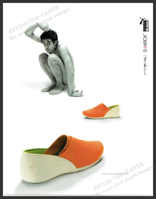 Puma Stark Footwear 2000s Print Advertisement 2005 Highly Evolved Human Ape Fetch-the-Paper