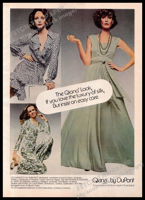 Qiana by DuPont 1970s Magazine Print Ad 1975 Fashion Nylon Luxurious Qiana by DuPont