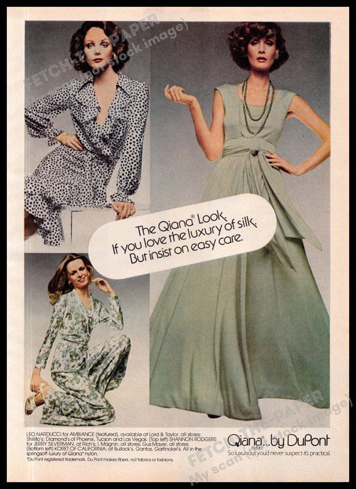 Qiana by DuPont 1970s Magazine Print Ad 1975 Fashion Nylon Luxurious Qiana by DuPont