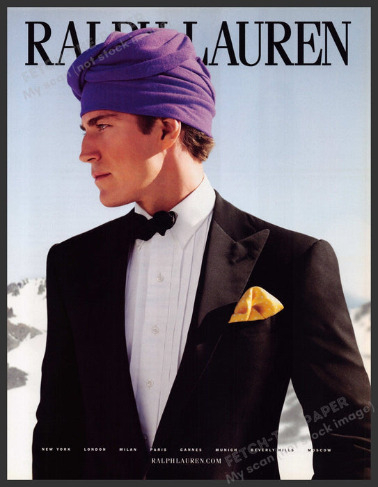 Ralph Lauren 2000s Print Advertisement Ad 2008 Purple Black-tie Turbin Fetch-the-Paper