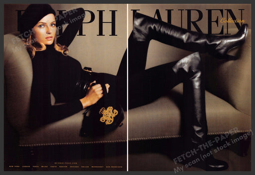 Ralph Lauren Collection 2000s Print Ad (2 pgs) 2006 Tall Boots Couch Model Ralph Lauren