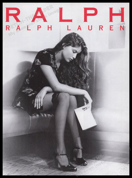 Ralph Lauren Laetitia Casta 1990s Print Advertisement Ad 1995 Fish Net Stockings Fetch the Paper!