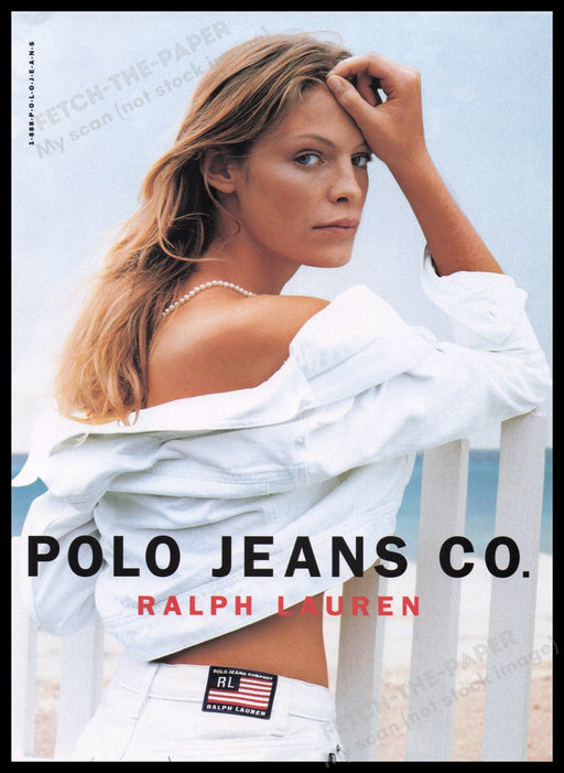Ralph Lauren Polo Jeans Co. 1990s Print Advertisement Ad 1998 Beach Sexy Model Fetch the Paper!