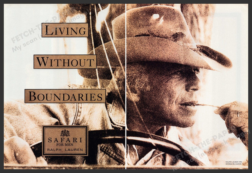 Ralph Lauren Safari for Men 1990s Print Advertisement (2 pages) 1992 Driving Fetch the Paper!